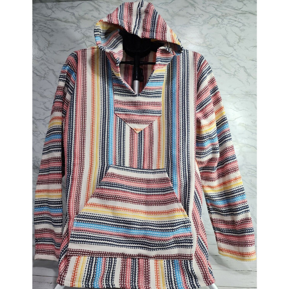 Pullover, Multicolor Boho Theme Front Pocket w/Hood Size M, By Earthragz Women's - Picture 1 of 11